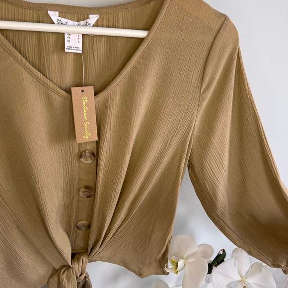 Full-sleeve summer blouse with a front knot (bow) - Picture 5 of 10
